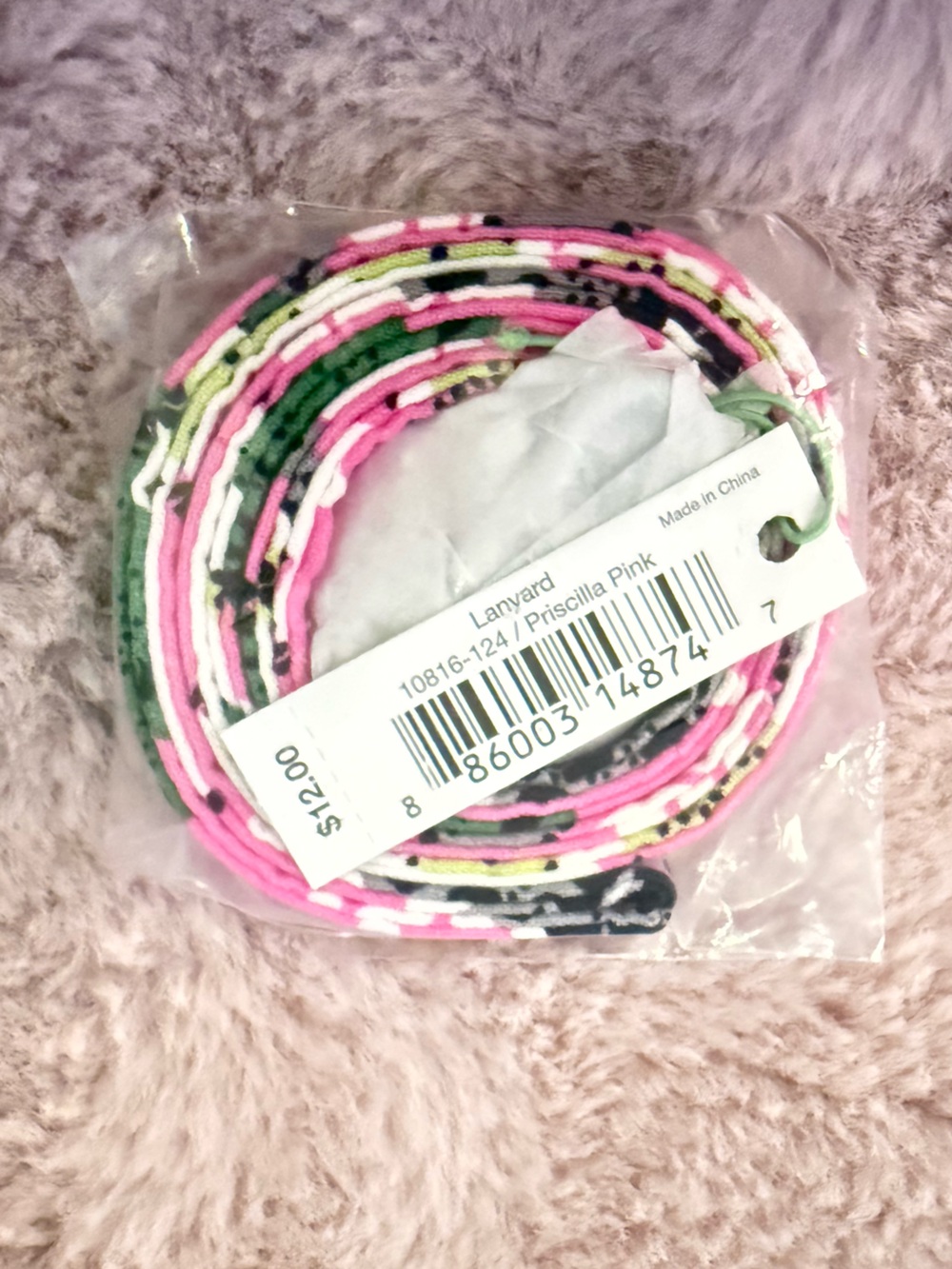 💗Vera Bradley “Priscilla Pink” RETIRED Lanyard Keychain NEW IN BAG